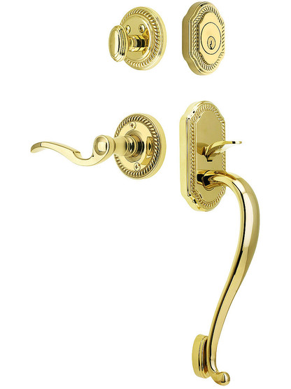 Newport Entry Lock Set in PVD Finish with Right-Handed Bellagio Lever and